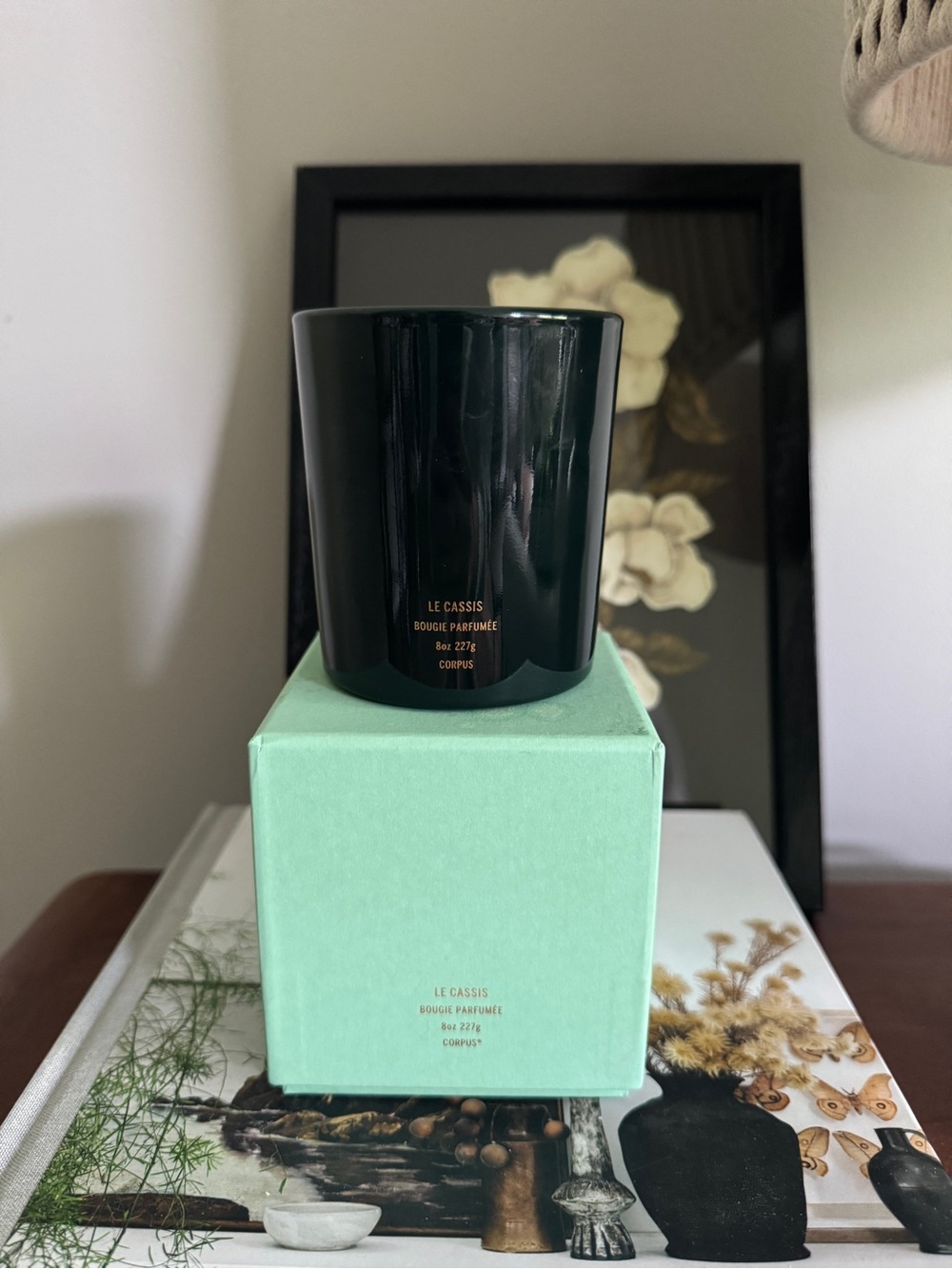 New In Box Corpus Le Cassis Non-Toxic Luxury Candle Deep Green Wax